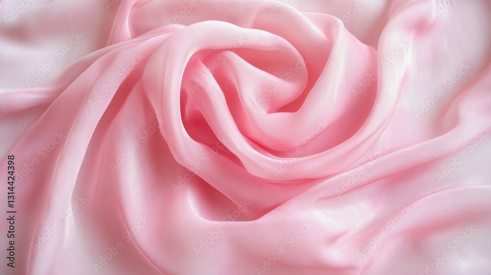 Soft pink silk fabric swirled, draped texture. Soft pink silk fabric swirled, draped texture.