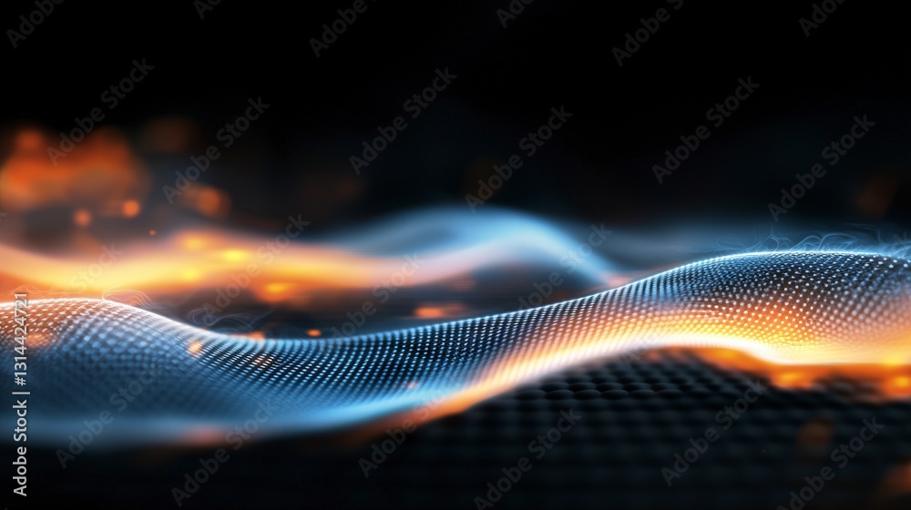 Fototapeta premium Glowing Blue Waves on Dark Digital Background