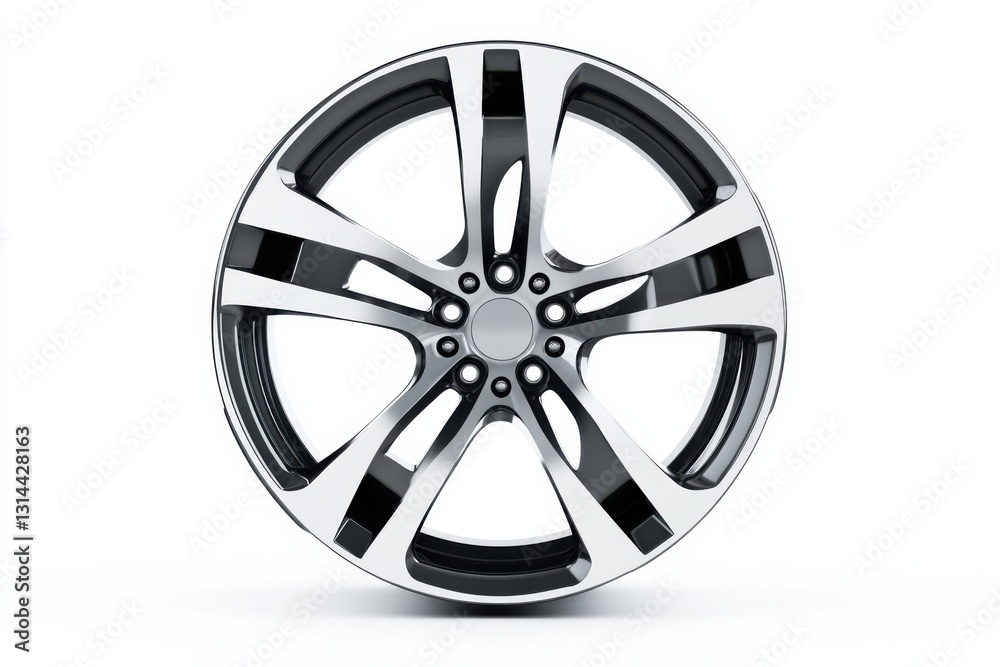 Obraz premium Professional car wheel rim with sharp details and realistic lighting on a white background