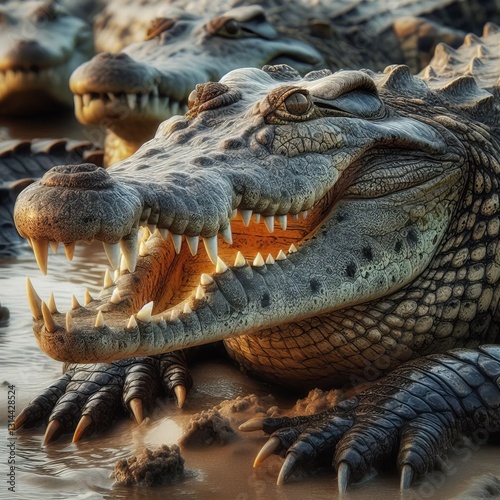 Crocodile various families Large semi aquatic reptiles with powe photo