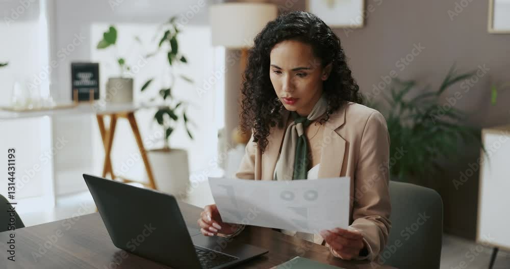 Documents, office and business woman on laptop for finance report, research and analytics. Professional, company and person on computer for financial planning, online project and fintech proposal Documents, office and business woman on laptop for finance report, research and analytics. Professional, company and person on computer for financial planning, online project and fintech proposal