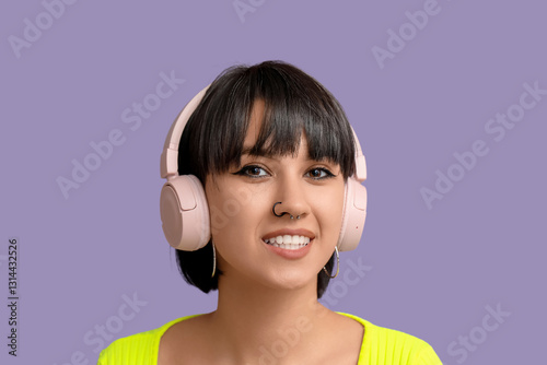 Stylish young woman in head...