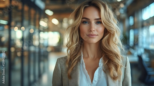 Free Download Confident woman CEO walking through a modern office, glass walls, powerful leadership, authority and success - GFXLoad