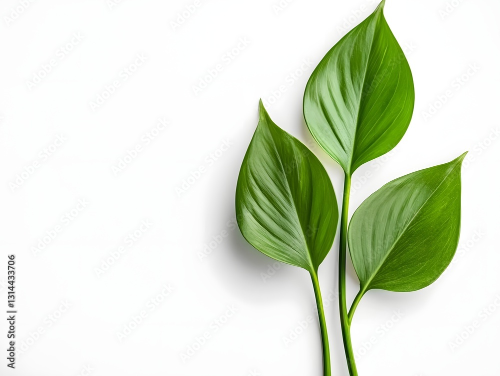Fototapeta premium Pair of Vibrant Green Leaves on a Clean White Background