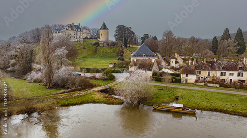 Apremont-sur-Allier. Vue aérienne d'un des plus beaux villages de France.