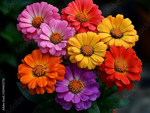 Colorful Zinnia Bouquet for Garden Bloom.