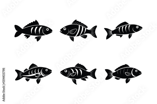 Cuadro en lienzo Rainbow Wrasse si8lhouette vector illustration