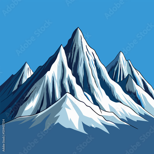 A vast snow covered mountain range stretching.