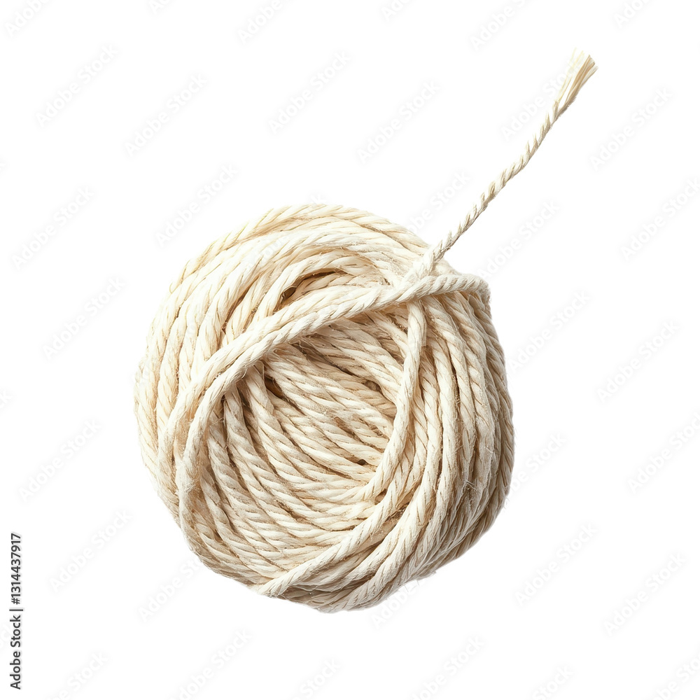 Coiled natural rope on a white background Coiled natural rope on a white background