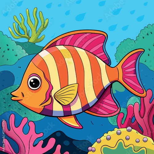 A vibrant-tropical fish with striking-pink.