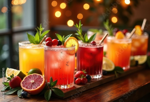 Wallpaper Mural colorful festive beverage displays featuring assortment seasonal ingredients like berries joyful celebration, drink, cocktail, mocktail, liqueur, syrup Torontodigital.ca
