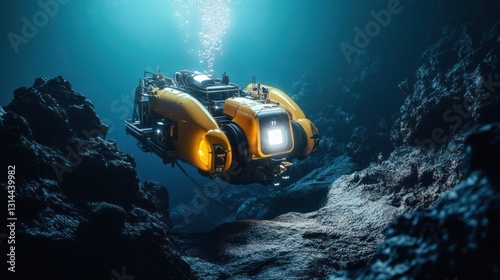 Autonomous underwater vehicle exploring the deep sea canyons and abyssal plains