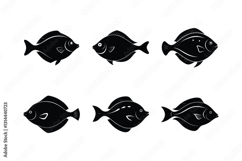 Sandwhisper Flounder silhouette vector illustration Sandwhisper Flounder silhouette vector illustration