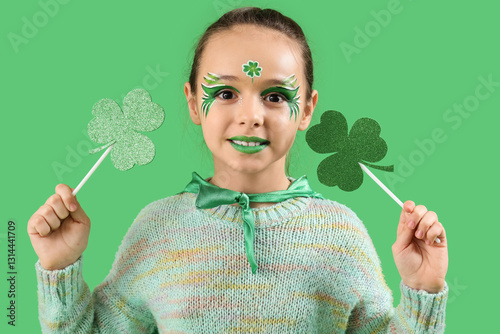 Funny girl with face painti...