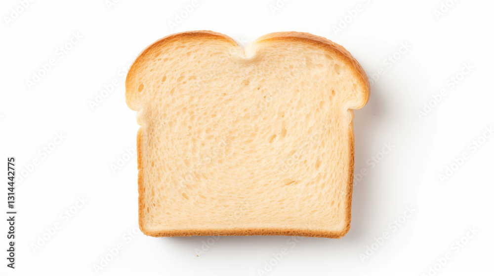 Single Slice White Bread Top View Isolated on White Single Slice White Bread Top View Isolated on White
