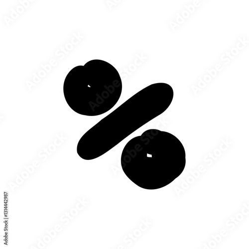 Bold symbol percent in hand drawn style. Vector illustration isolated on white background. For typography, font, shop, logo, alphabet, sales, signboard, education, branding, presentation.