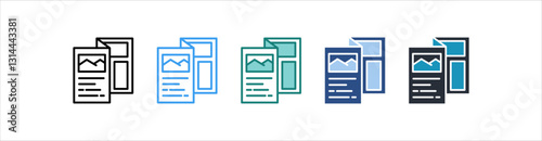 Brochure Icon Set Multiple Style Collection 