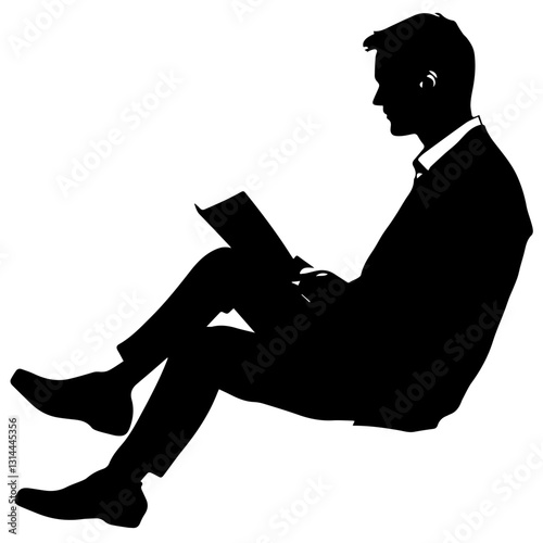 Silhouette of Businessman Analyzing Report: Leadership in Action