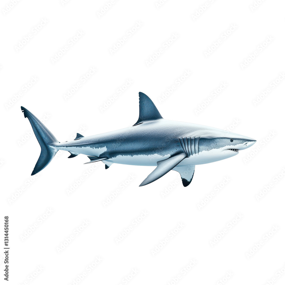 Realistic illustration of a great white shark swimming Realistic illustration of a great white shark swimming