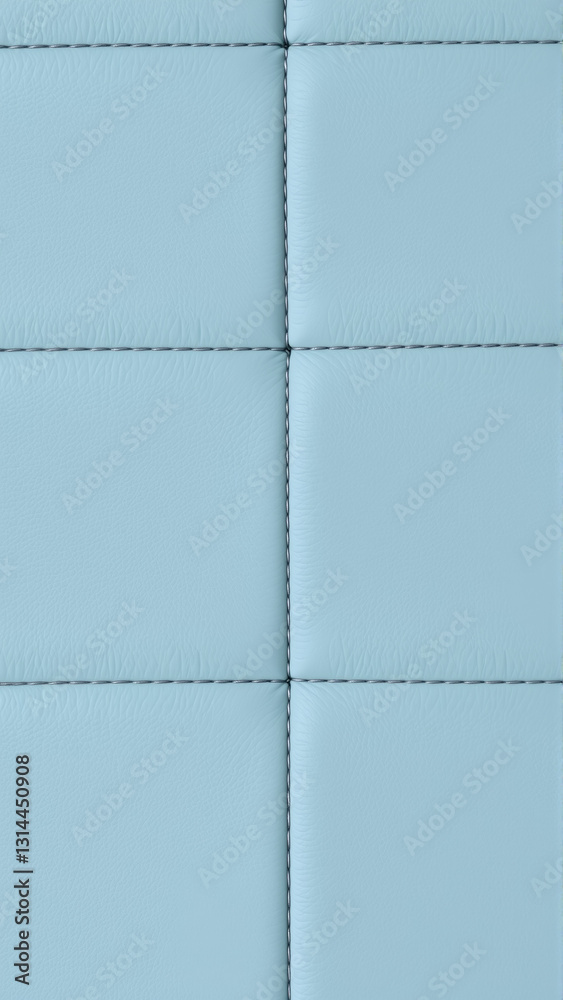 Fototapeta premium The surface texture of artificial leather is light gray, the surface is stitched in the form of diamonds, squares, rectangles. Eco-leather in a kilt.