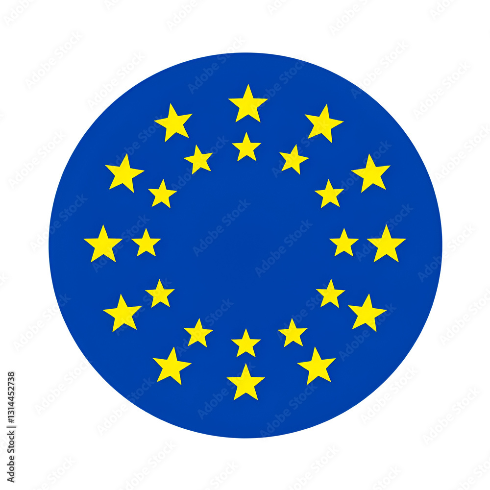 Flag of european union. European flag in a circle, 12 stars in a blue circle. High quality. Flag of european union. European flag in a circle, 12 stars in a blue circle. High quality.