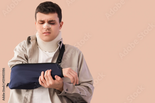 Injured young man after acc...