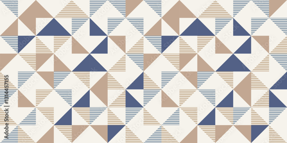 Retro style diagonal stripes and angular shapes. quilt blocks design, seamless repeating vector pattern, Abstract simple geometric background for fabric, textile design or interior decoration. colors
