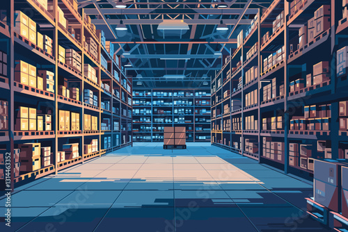 a warehouse ship piled with goods,3d rendering
