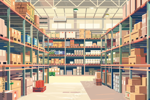 a warehouse ship piled with goods,3d rendering
