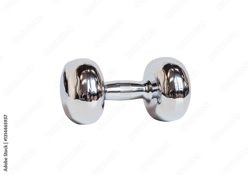 A textured grip characterizes this silver dumbbell, which is versatile for different strength training exercises and is shown isolated on a transparent background in png A textured grip characterizes this silver dumbbell, which is versatile for different strength training exercises and is shown isolated on a transparent background in png