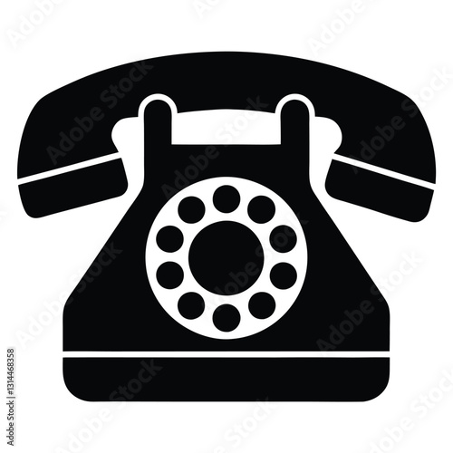 Retro Phone Icon Vintage Rotary Dial Telephone Graphic