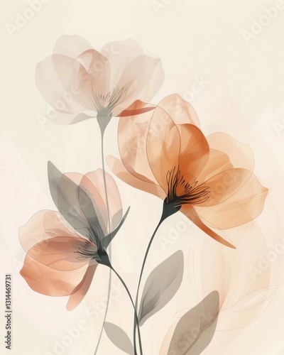 Wallpaper Mural Abstract Botanical Floral Art – Soft Pastel Minimalist Composition for Elegant Interior and Branding, Aesthetic Contemporary Wall Decor Torontodigital.ca