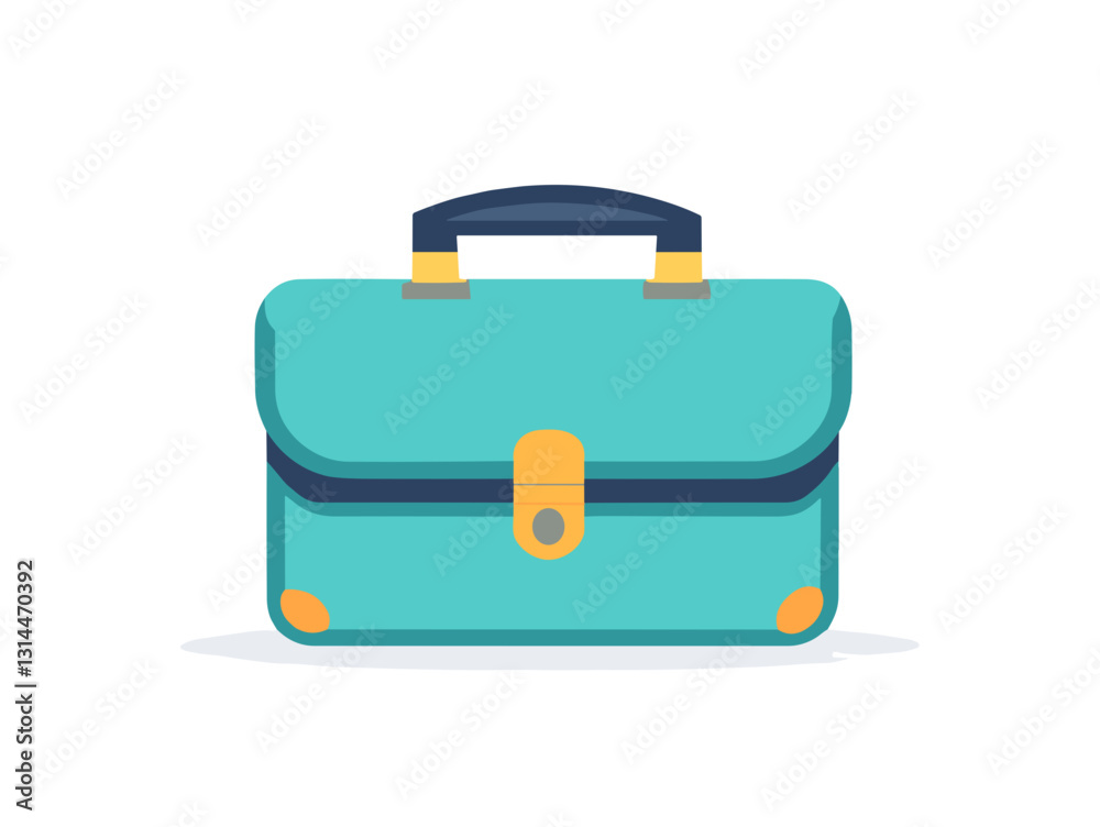 Turquoise briefcase with clasp on white background for business and professional concepts Turquoise briefcase with clasp on white background for business and professional concepts