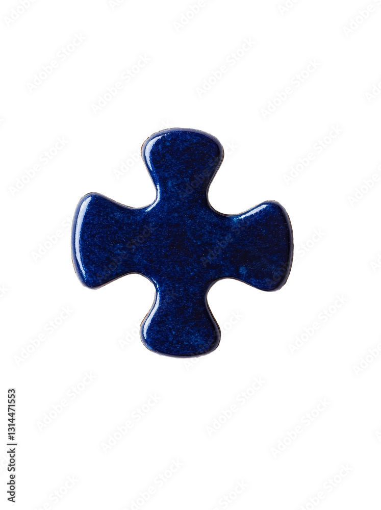 Obraz premium This blue puzzle piece, characterized by its rough surface and textured appearance, embodies connection and problem-solving, isolated on a transparent background as a png