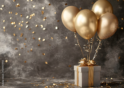 birthday party balloons, colourful balloons background and birthday cake with candles	