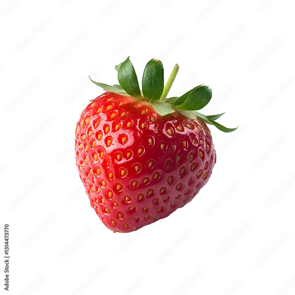 Single Red Ripe Strawberry Isolated Black Background Fresh Fruit