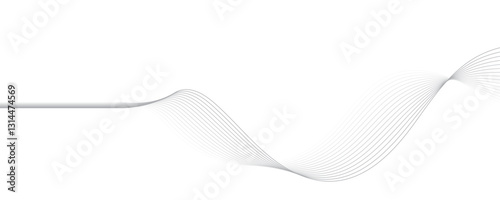 Gray wave curve lines abstract background with flowing particles. Digital energy waves technology concept. Modern backdrop design for business, presentation, banner.