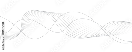 Gray wave curve lines abstract background with flowing particles. Digital energy waves technology concept. Modern backdrop design for business, presentation, banner.