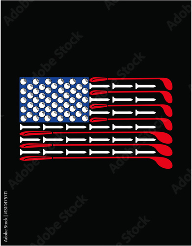Golf Ball USA Flag Fathers Day Gifts - printable editable vector art file.