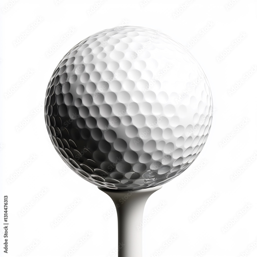Elegant close-up capturing the texture and form of a golf ball on a tee Elegant close-up capturing the texture and form of a golf ball on a tee