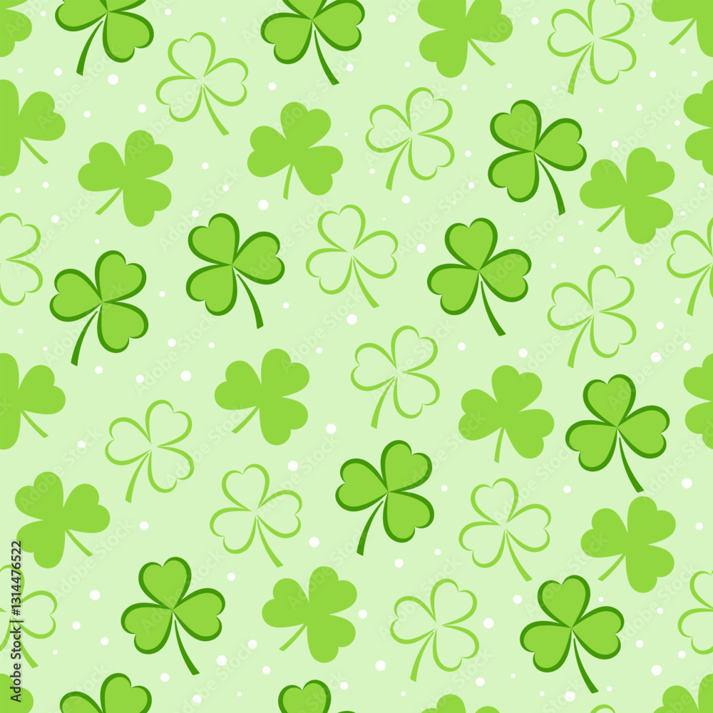 St. Patrick's Day clover shamrock leaf seamless pattern. St. Patrick's Day clover shamrock leaf seamless pattern.