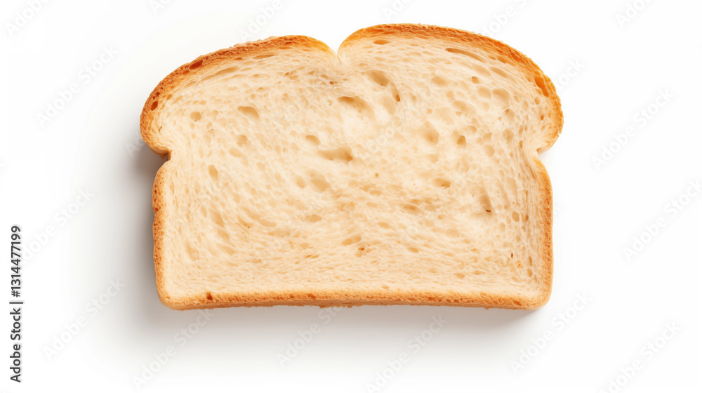Single Slice of White Bread Top View Closeup Single Slice of White Bread Top View Closeup