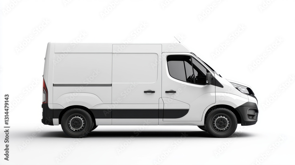 Fourgon blanc moderne, vue latérale, design élégant et professionnel. Fourgon blanc moderne, vue latérale, design élégant et professionnel.