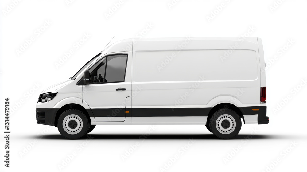 Fourgon blanc moderne, vue latérale, design élégant et professionnel. Fourgon blanc moderne, vue latérale, design élégant et professionnel.