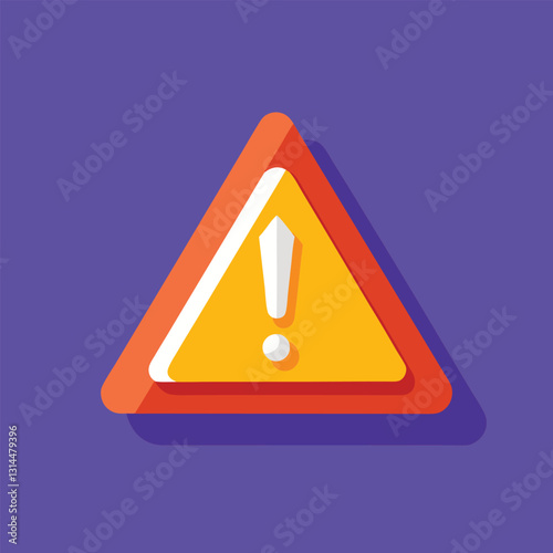 Warning Sign Icon: An eye-catching illustration of a yellow warning sign with an exclamation mark, set against a purple backdrop, symbolizing caution and hazard.