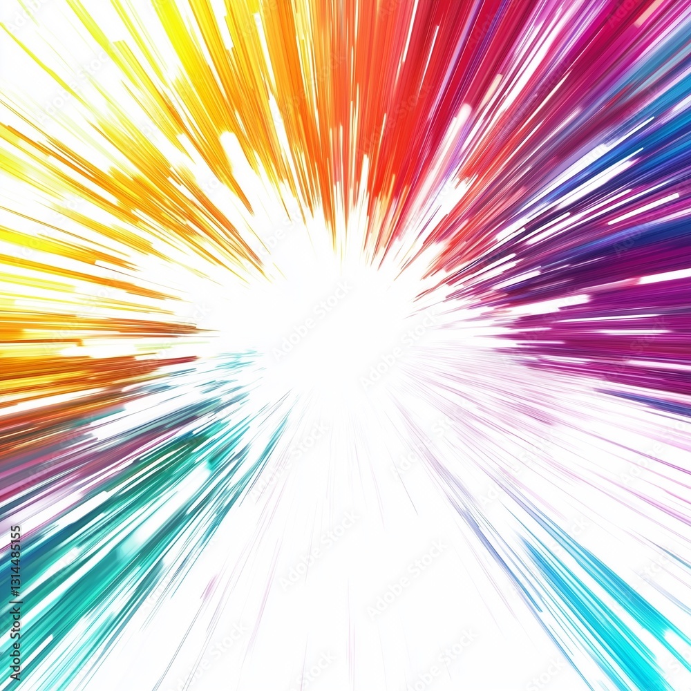 Energetic Abstract Art with Bursting Colorful Light
