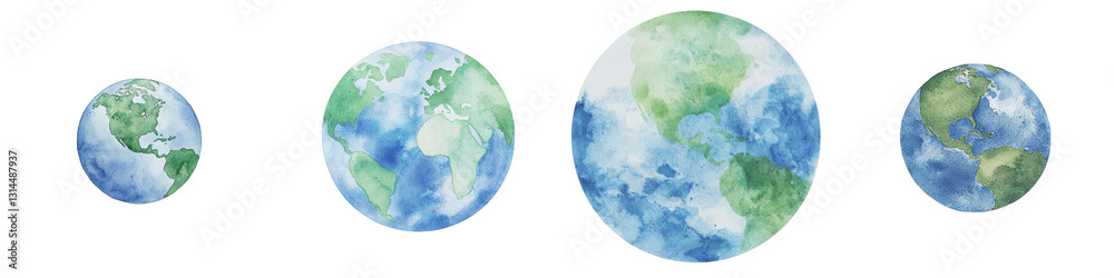 A watercolor illustration of the globe, featuring vibrant continents and oceans, is an ideal geographical representation, isolated on a transparent background and available in png format A watercolor illustration of the globe, featuring vibrant continents and oceans, is an ideal geographical representation, isolated on a transparent background and available in png format
