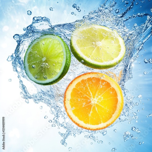 Citrus Slices In Dynamic Water Splash Art