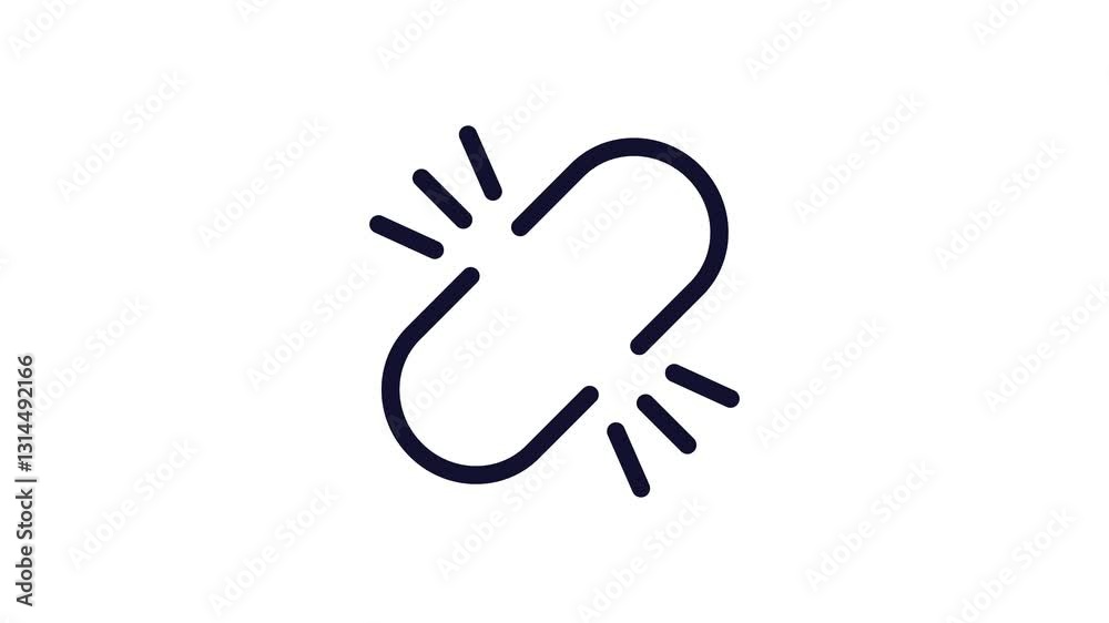 Minimalist solid-style link and unlink icon animation with smooth motion and seamless loop. Ideal for connection status, network linking, attachment management, and Ul elements Minimalist solid-style link and unlink icon animation with smooth motion and seamless loop. Ideal for connection status, network linking, attachment management, and Ul elements