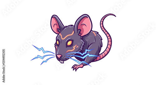 A stylized illustration of a mouse with electric effects, showcasing a playful and dynamic design.